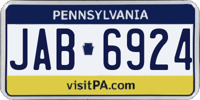 PA license plate JAB6924