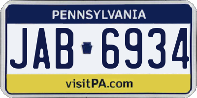 PA license plate JAB6934