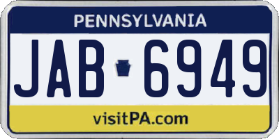 PA license plate JAB6949