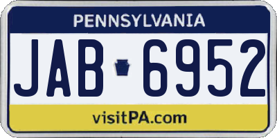 PA license plate JAB6952