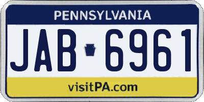 PA license plate JAB6961