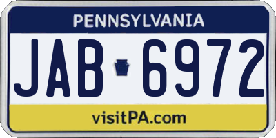 PA license plate JAB6972