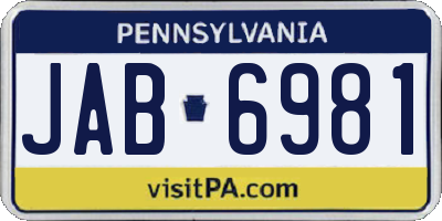 PA license plate JAB6981