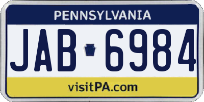 PA license plate JAB6984