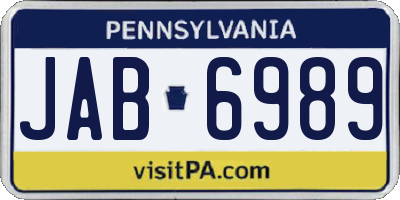 PA license plate JAB6989