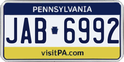 PA license plate JAB6992