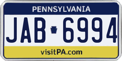 PA license plate JAB6994