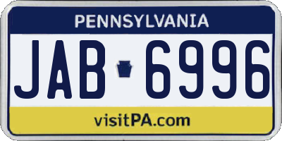 PA license plate JAB6996