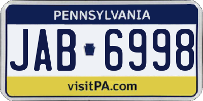 PA license plate JAB6998