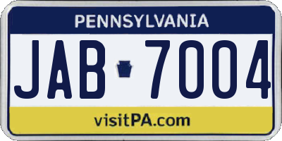 PA license plate JAB7004