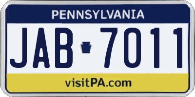 PA license plate JAB7011