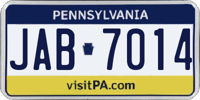 PA license plate JAB7014