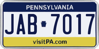 PA license plate JAB7017