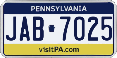 PA license plate JAB7025