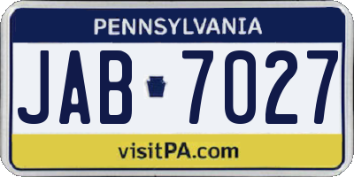 PA license plate JAB7027