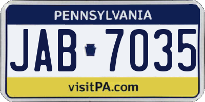 PA license plate JAB7035