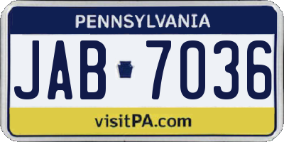 PA license plate JAB7036