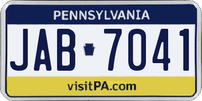 PA license plate JAB7041