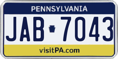 PA license plate JAB7043