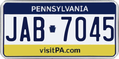 PA license plate JAB7045