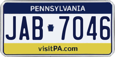 PA license plate JAB7046