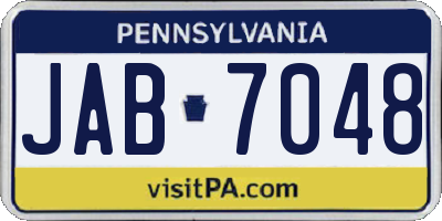 PA license plate JAB7048