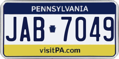 PA license plate JAB7049