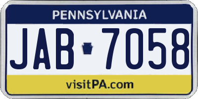 PA license plate JAB7058