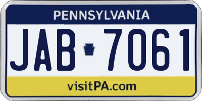 PA license plate JAB7061