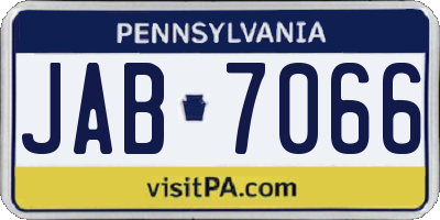 PA license plate JAB7066