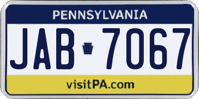 PA license plate JAB7067