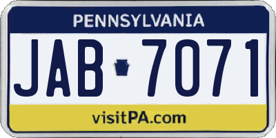 PA license plate JAB7071