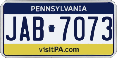 PA license plate JAB7073