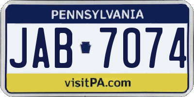 PA license plate JAB7074