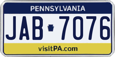 PA license plate JAB7076