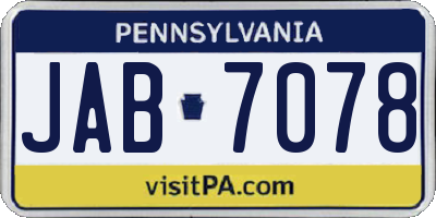 PA license plate JAB7078