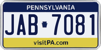 PA license plate JAB7081