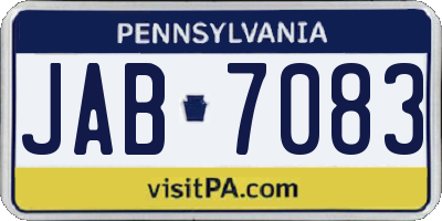 PA license plate JAB7083