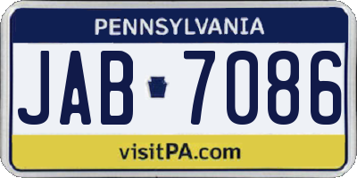 PA license plate JAB7086