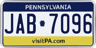 PA license plate JAB7096