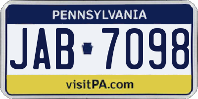 PA license plate JAB7098