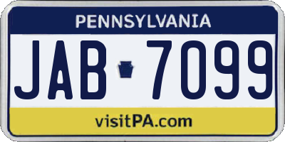 PA license plate JAB7099