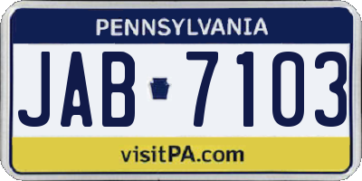 PA license plate JAB7103