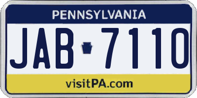 PA license plate JAB7110