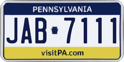 PA license plate JAB7111