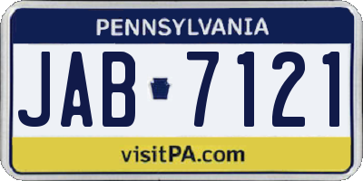 PA license plate JAB7121