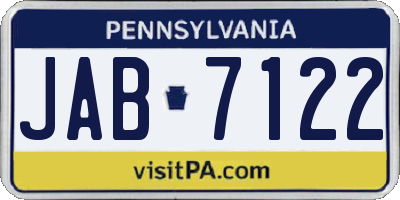 PA license plate JAB7122