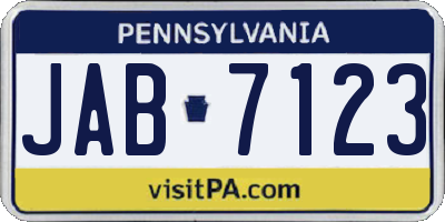 PA license plate JAB7123