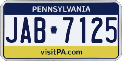 PA license plate JAB7125