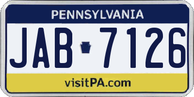 PA license plate JAB7126